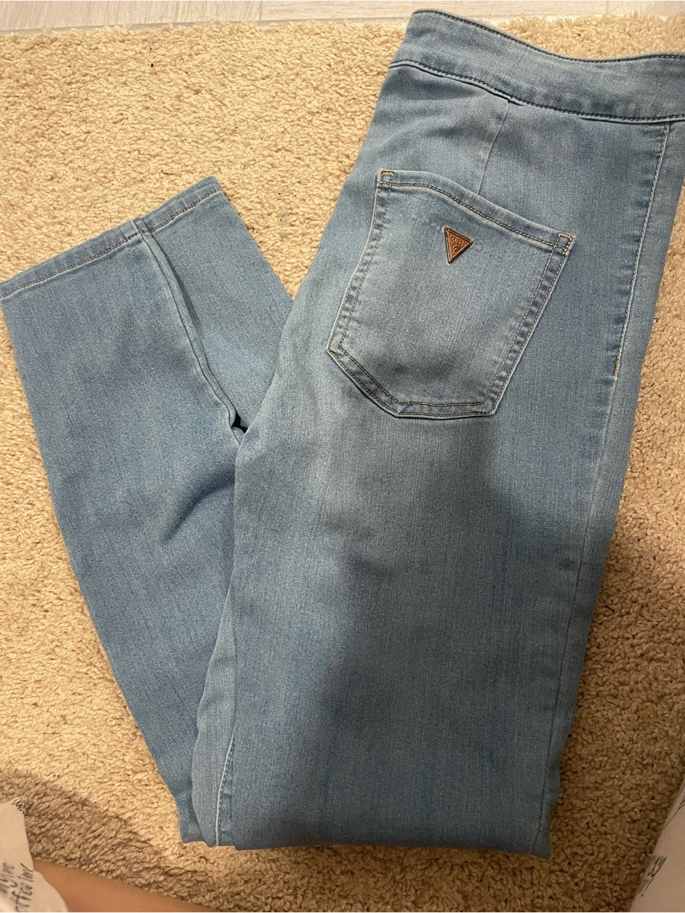 Guess Light Blue Denim Jacket with Red Logo Patch